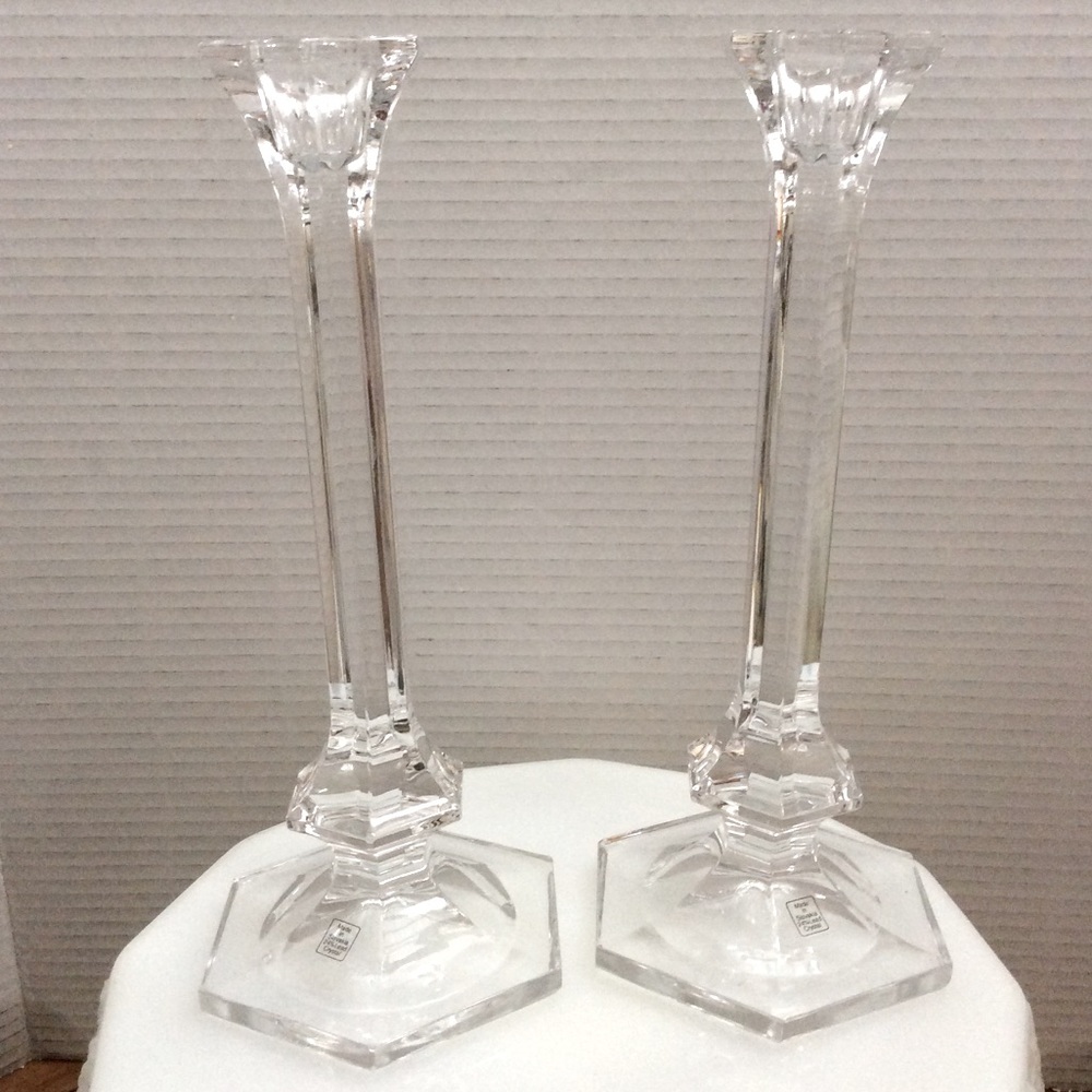 Pair of Towle crystal candle holders